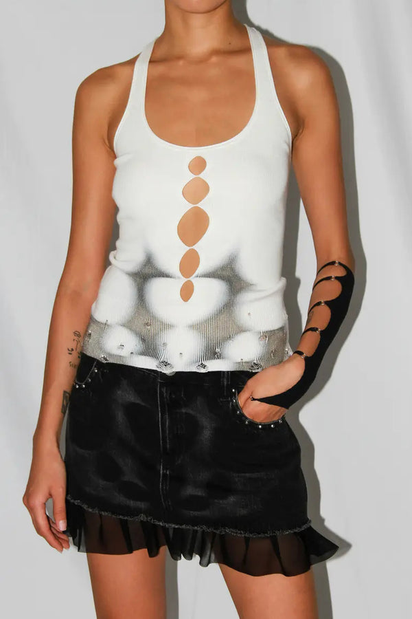 RUI printed hollow vest RSS24KN13 Vaporw/Print white/printed